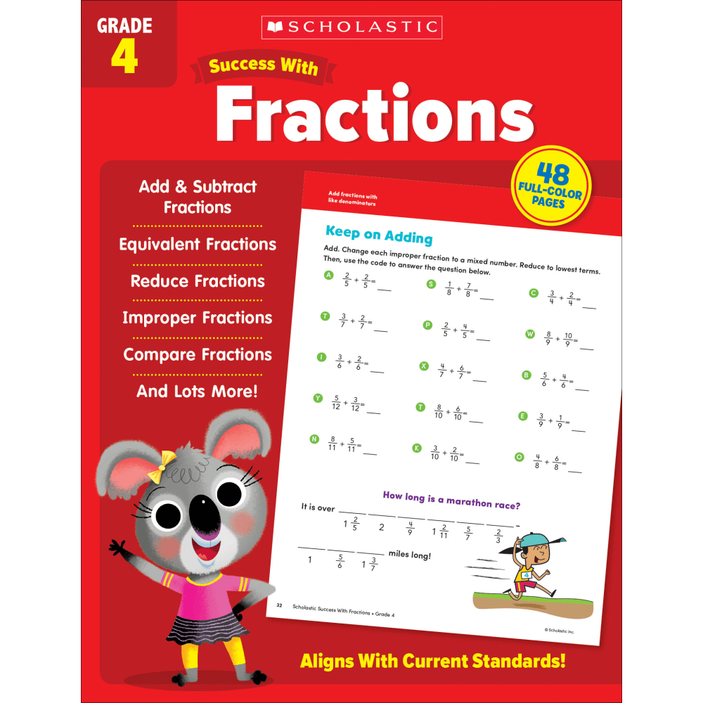 Scholastic Success With Fractions Workbook, Grade 4 MPN:9781338798364