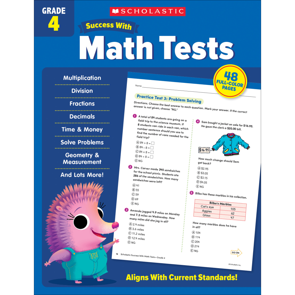 Scholastic Success With Math Tests Workbook, Grade 4 MPN:9781338798456