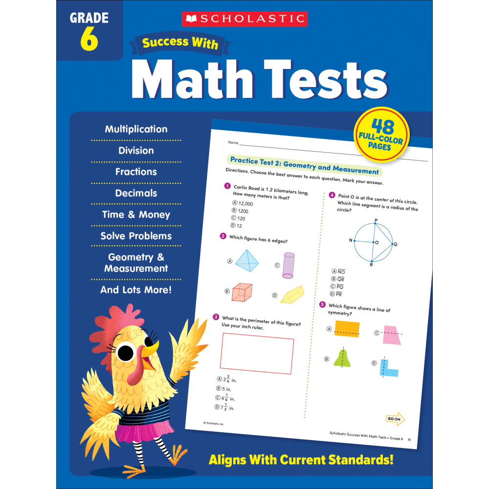 Scholastic Success With Math Tests Workbook, Grade 6 MPN:9781338798470