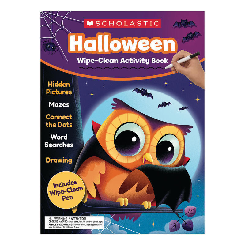 Scholastic Halloween Wipe-Clean Activity Book, Pre-K To 1st Grade MPN:9781338305371