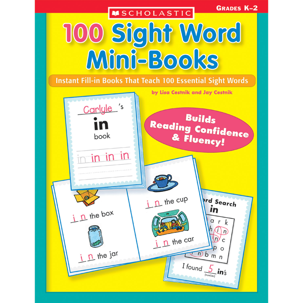 Scholastic Teacher Resources 100 Sight Word Mini-Books Workbook, Kindergarten To Grade 2 MPN:SC-0439387809