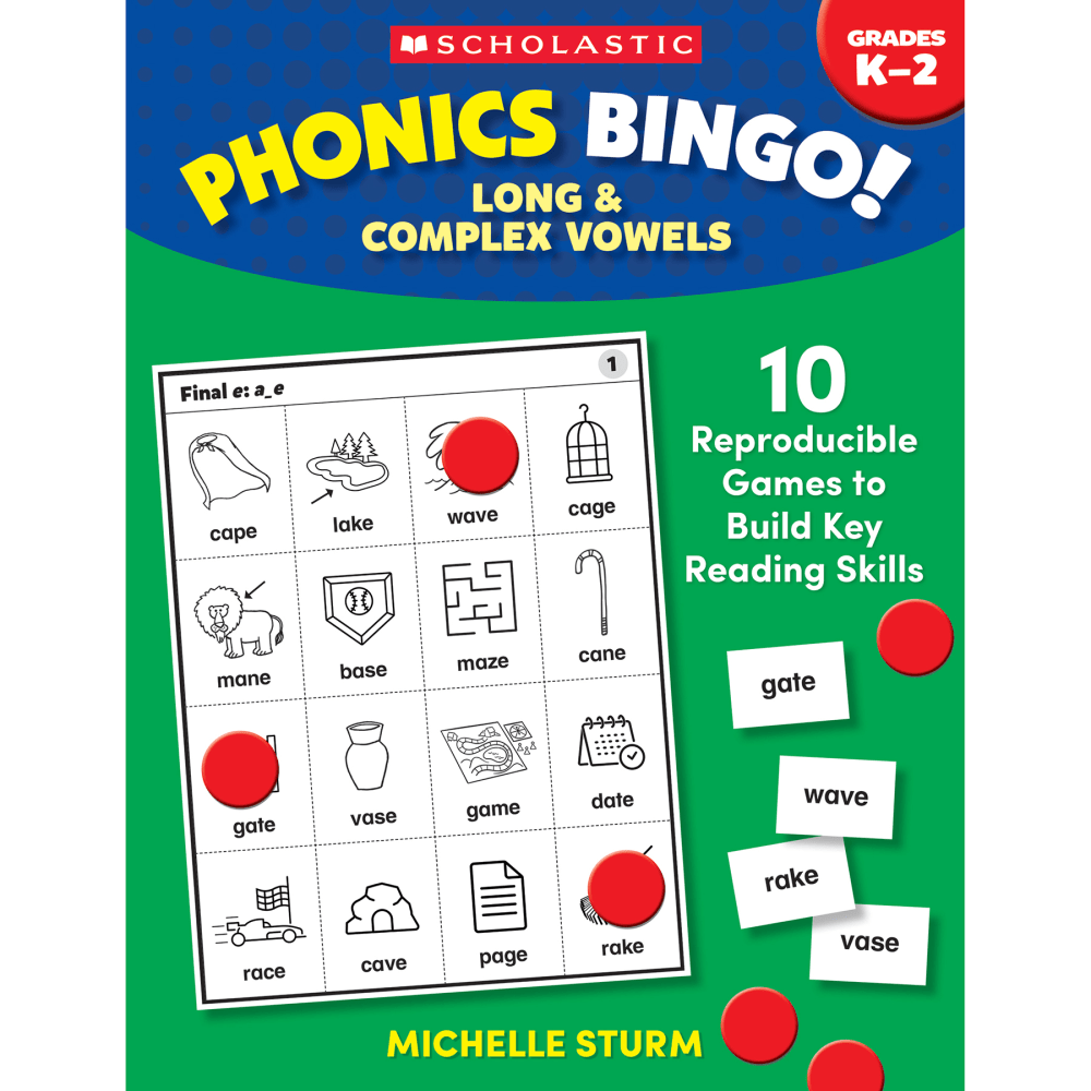Scholastic Teaching Solutions Phonics Bingo Activity Book, Long & Complex Vowels, Kindergarten to Grade 2 MPN:SC-9781546106500