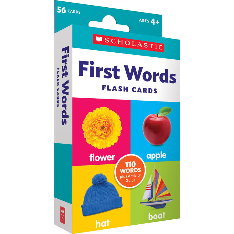 Scholastic First Words Flash Cards, 6-1/4inH x 3-5/16inW, Pre-K, Pack Of 56 Cards MPN:9781338740172