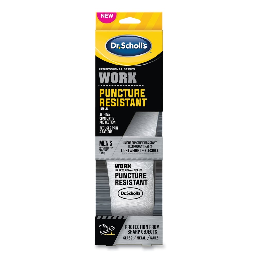 Dr. Scholls Professional Series Work Puncture Resistant Insoles for Men, Mens Size 8 to 14, Black MPN:90000332