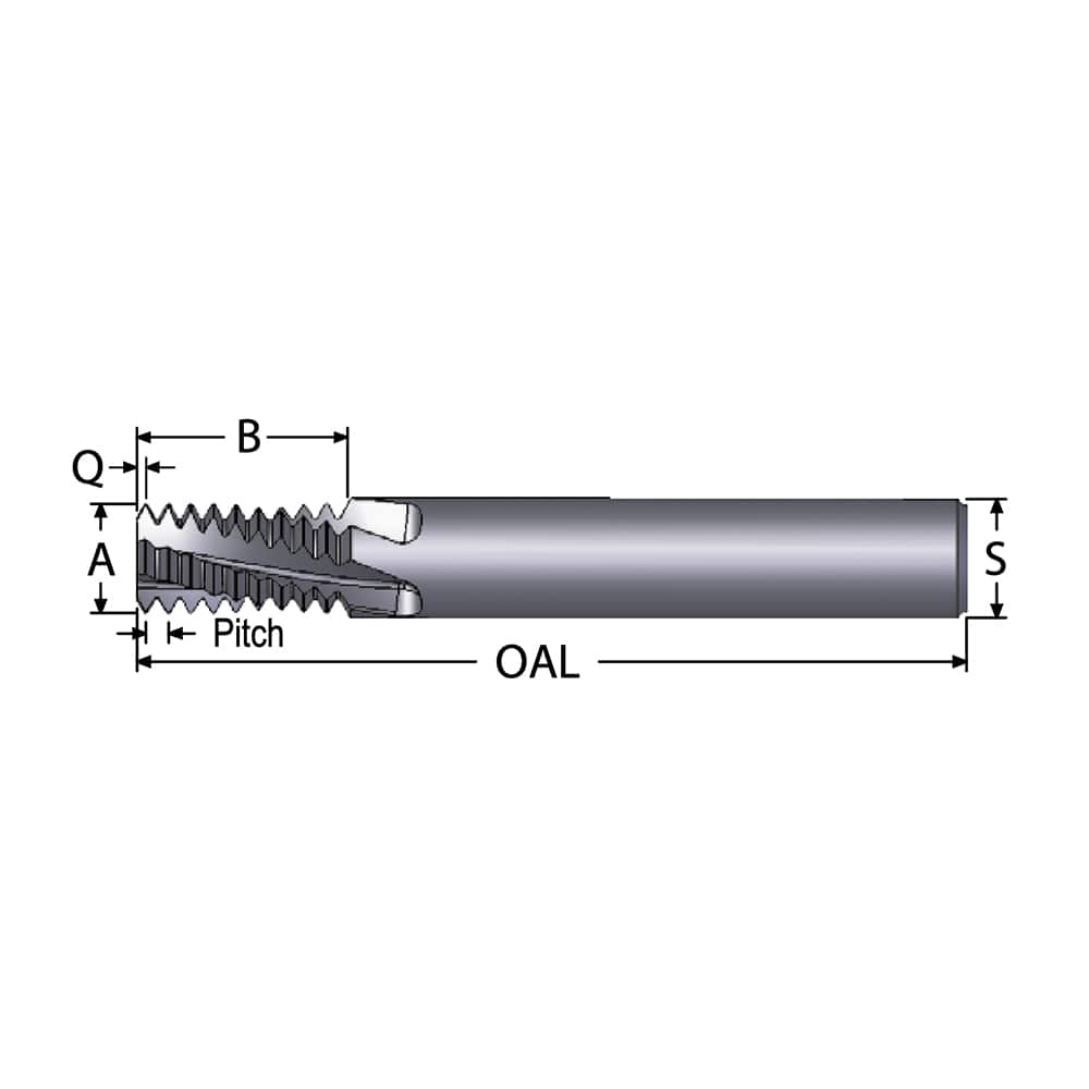 Helical Flute Thread Mill: Internal, 3 Flute, Solid Carbide MPN:TMI8.0-1.00-H