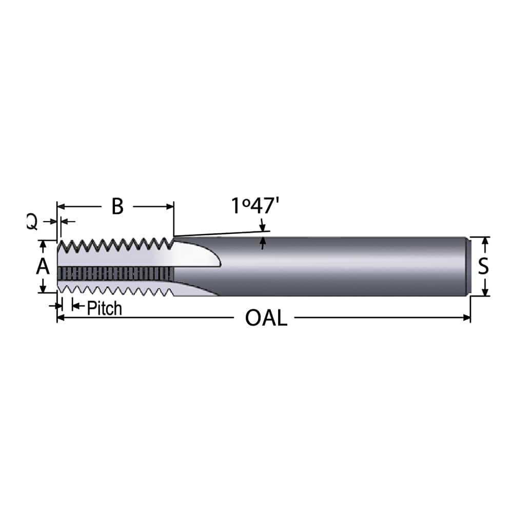 Straight Flute Thread Mill: External & Internal, 4 Flutes, 1/4