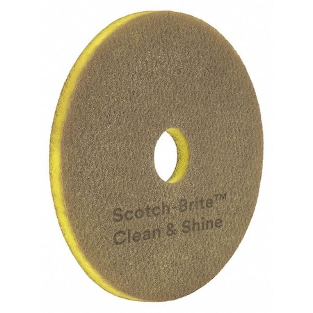 Scrubbing Pad, 14 in Dia, Brown/Yellow, PK5 MPN:09548