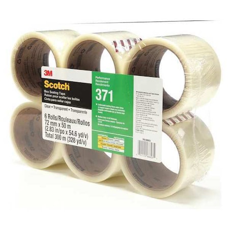 Carton Sealing Tape, 1.8 mil, Clear, PK6 MPN:371