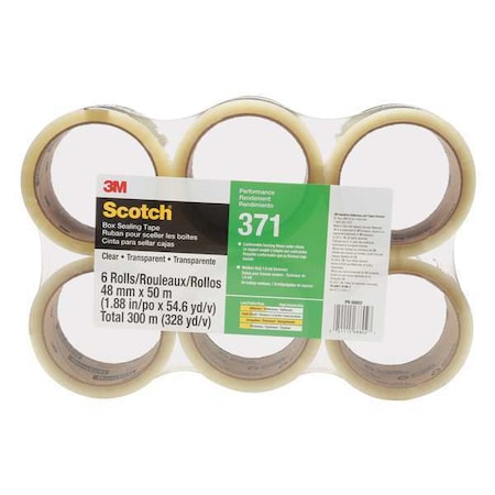 Carton Sealing Tape, 1.8 mil, Clear, PK6 MPN:371