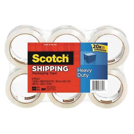 Heavy Duty Packaging Tape, Clear, PK6 MPN:3850-6-EF
