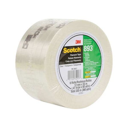 Strapping Tape, 6 mil, Clear, PK72 MPN:893