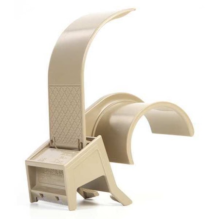 Tape Dispenser, 2 in Max. Tape Width. 4 3/4 in Tape Core Dia, Ribbed, Plastic, Gray MPN:H122