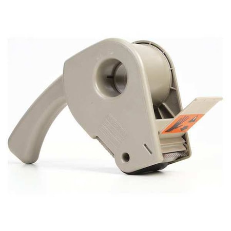 Tape Dispenser, 2 in Max. Tape Width. 5 1/6 in Tape Core Dia, Pistol, Plastic, Gray MPN:H190