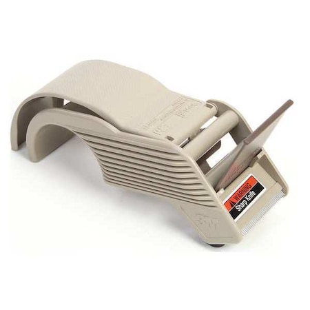 Tape Dispenser, 2 in Max. Tape Width. 4 3/4 in Tape Core Dia, Ribbed, Plastic, Gray MPN:H192
