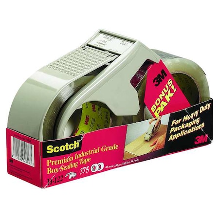 Packaging Tape with Dispenser, 2 in Max. Tape Width. 4 3/4 in Tape Core Dia, Clam Shell, Plastic MPN:PSD1