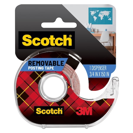 Poster Tape, Removable, w/Dispenser, 3/4