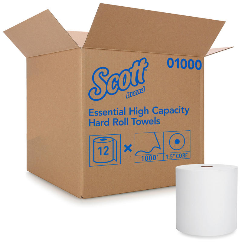 Scott High-Capacity 1-Ply Hardwound Paper Towels, 1000ft Per Roll, Pack Of 12 Rolls MPN:H01000