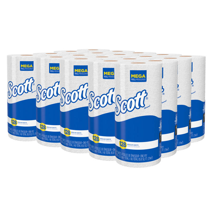 Scott 1-Ply Kitchen Paper Towels, 128 Sheets Per Roll, Pack Of 20 Rolls (Min Order Qty 2) MPN:H41482