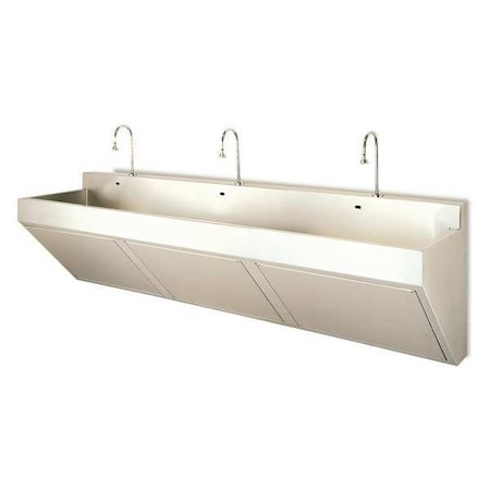 Scrub Sink 17 1/4 in x 85 1/2 in, 1, 3, Wall Mount, Heavy gauge 304 Stainless Steel MPN:4113-SA