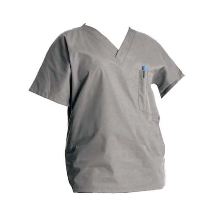 Scrub Shirt, Cotton/Polyester, Short Sleeve, 3 Pockets, V-Neck, Gray, Size XL MPN:70221