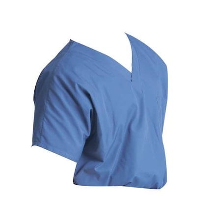 Scrub Shirt, Cotton/Polyester, Short Sleeve, 1 Pockets, V-Neck, Blue, Size XS MPN:71221