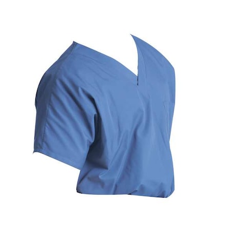 Scrub Shirt, Cotton/Polyester, Short Sleeve, 1 Pockets, V-Neck, Blue, Size 2XL MPN:71221