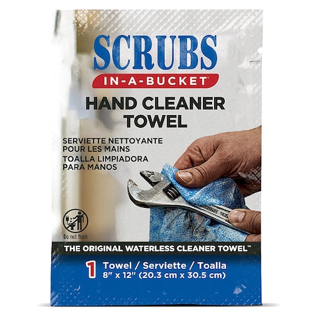 Hand Cleaning Towels, 8 in x 12 in, Scrubs-in-a-Bucket, 100 Packets, Aloe/Vitamin E, Citrus MPN:42201