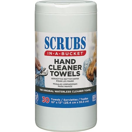 Hand Cleaning Towels, 10 in x 12 in, Scrubs-in-a-Bucket, 30 Wipes/Bucket, Aloe/Vitamin E, Citrus PK6 MPN:42230