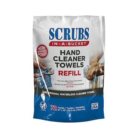 SCRUBS Hand Cleaning Towels Refill, 72 Wipes per Container, Packet, Aloe, Citrus, 10 in x 12 in MPN:42270
