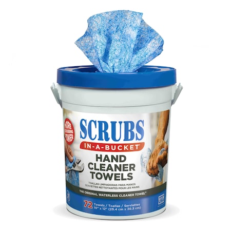 Hand Cleaning Towels, 10 in x 12 in, Scrubs-in-a-Bucket, 72 Wipes/Bucket, Aloe/Vitamin E, Citrus MPN:42272