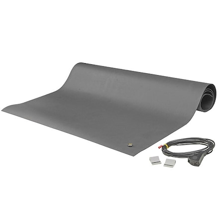 Gray Static Dissipative Mat, 0.07 in Thick, Rubber MPN:8901