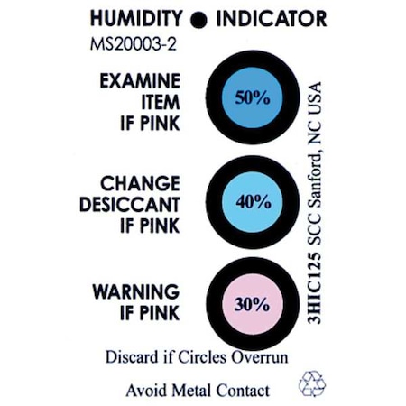 Humidity Indicator, 3in.Lx2in.Wx3in.H, PK125 MPN:3HIC125