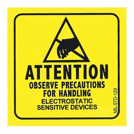 Label, Black/Yellow, 2in.H x 2in.W, Self-Ad, PK500 MPN:129LABEL