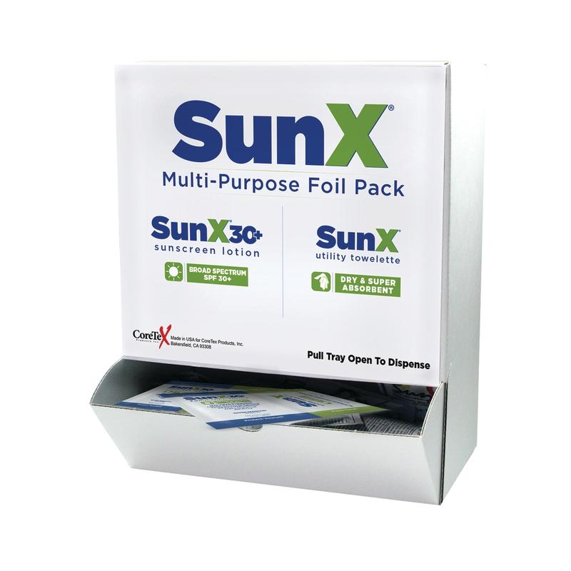 SunX SPF-30 Single-Use Sunscreen Lotion/Towelette Combo in Wallmount Dispenser, Box of 50 (Min Order Qty 2) MPN:CTSS010661