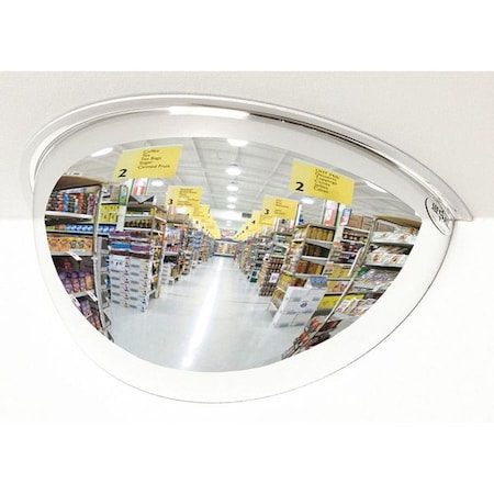 Half Dome Mirror, Acrylic, 36 in, Galvanized Steel, Round, 180 Degrees Viewing Angle MPN:ONV-SR-180-36-GB