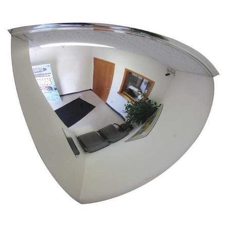 Quarter Dome Mirror, Acrylic, 18 in, No Backing, Round, 90 Degrees Viewing Angle MPN:ONV-SR-90-18