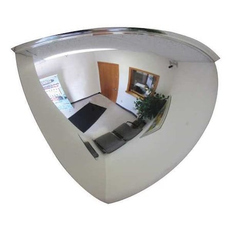 Quarter Dome Mirror, Acrylic, 32 in, Plastic, Round, 90 Degrees Viewing Angle MPN:ONV-SR-90-32-PB
