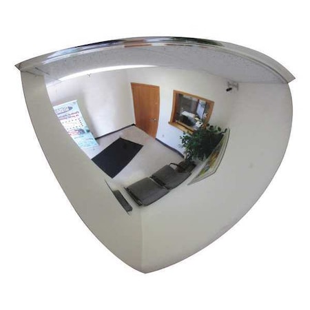 Quarter Dome Mirror, Acrylic, 36 in, Plastic, Round, 90 Degrees Viewing Angle MPN:ONV-SR-90-36-PB