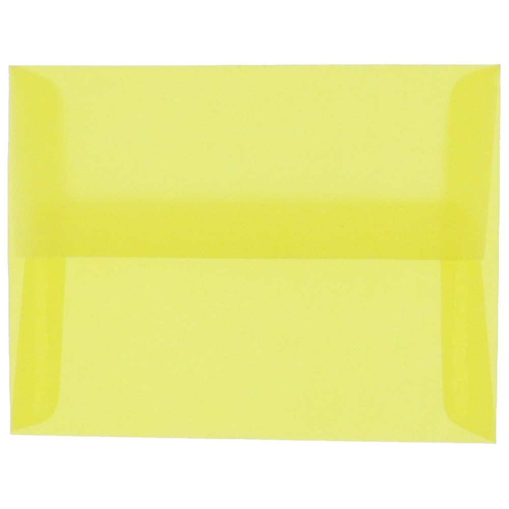 JAM Paper Translucent Envelopes, #4 Bar (A1), Gummed Seal, Primary Yellow, Pack Of 25 MPN:1591616