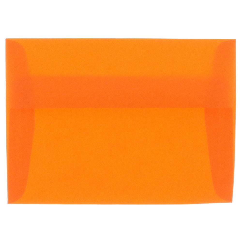 JAM Paper Translucent Envelopes, #4 Bar (A1), Gummed Seal, Orange, Pack Of 25 MPN:1591617