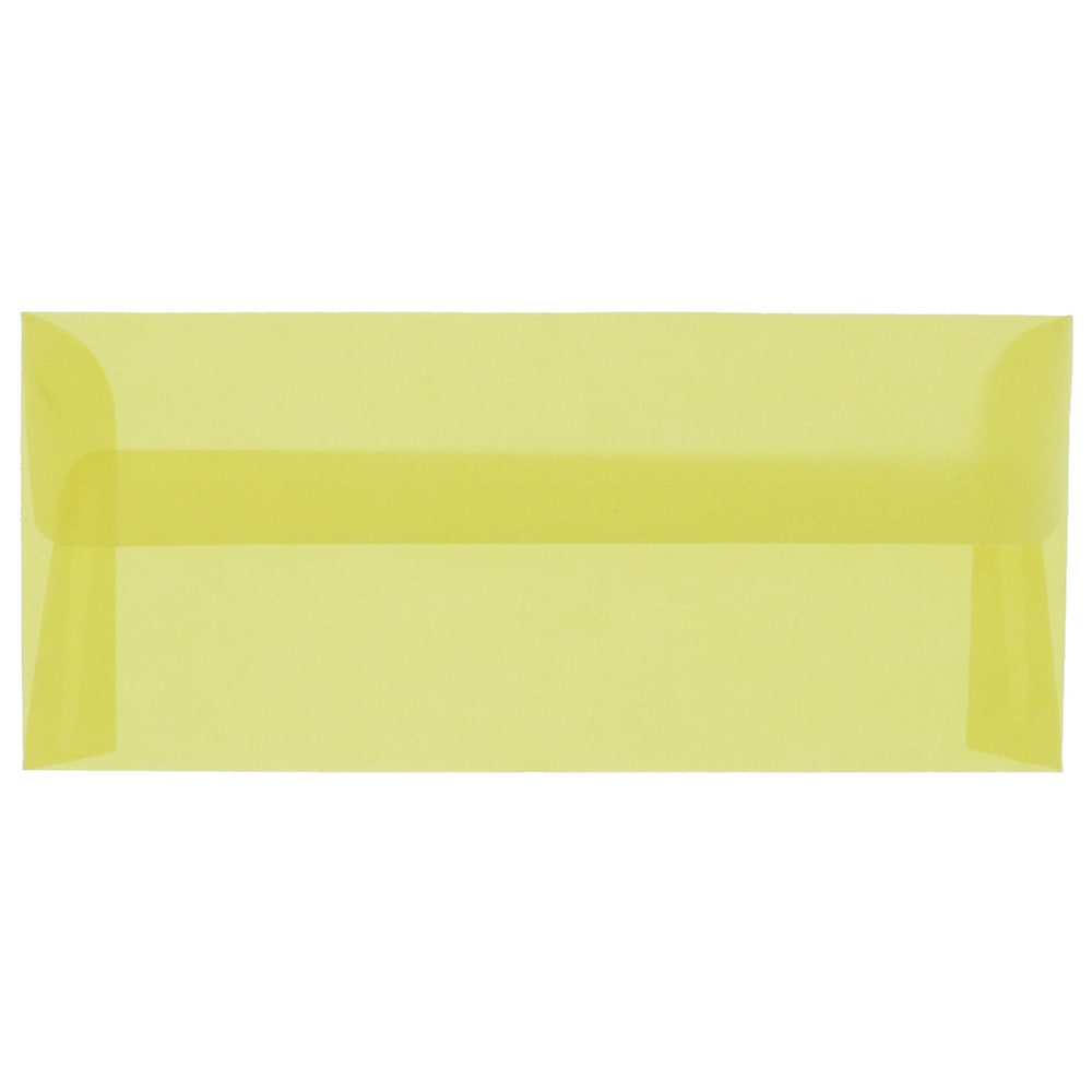 JAM Paper #10 Business Booklet Envelopes, Translucent, Gummed Closure, Primary Yellow, Pack Of 25 MPN:PACV356