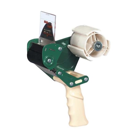Tape Dispenser, 2 in Max. Tape Width. 6 1/4 in Tape Core Dia, Pistol, Plastic, Green MPN:QPC-2398