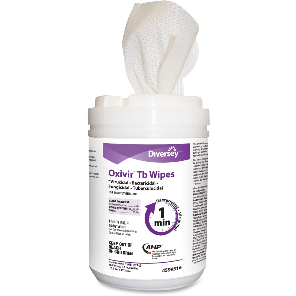 Diversey Oxivir Tb Wipes, Characteristic Scent, 6in x 7in, 160 Per Pack, Case Of 12 MPN:4599516CT
