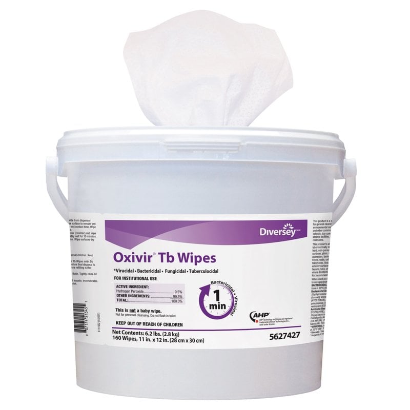 Diversey Oxivir TB Disinfectant Wipes, 11in x 12in, White, 160 Wipes Per Bucket, Carton Of 4 Buckets MPN:DVO5627427
