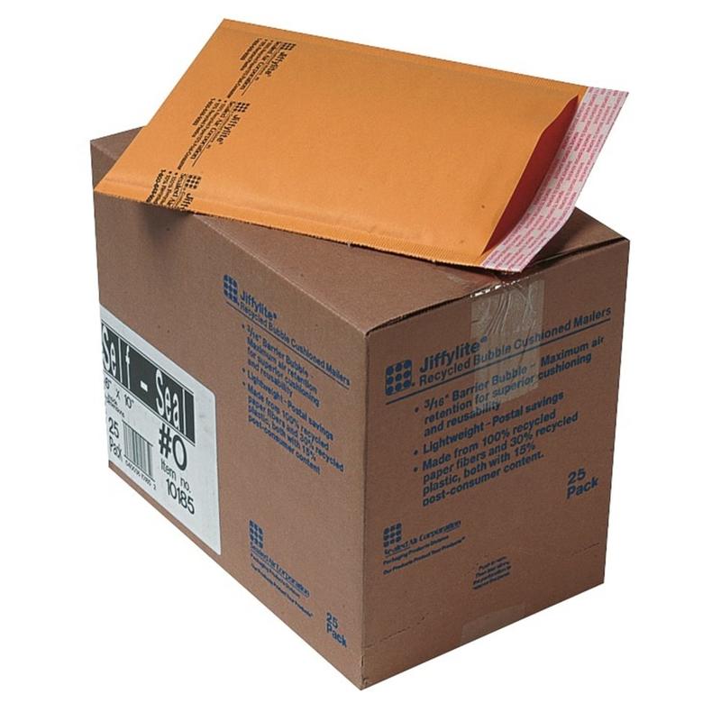 Sealed Air Self-Seal Bubble Mailers, 6in x 10in, Kraft, Pack Of 25 MPN:10185