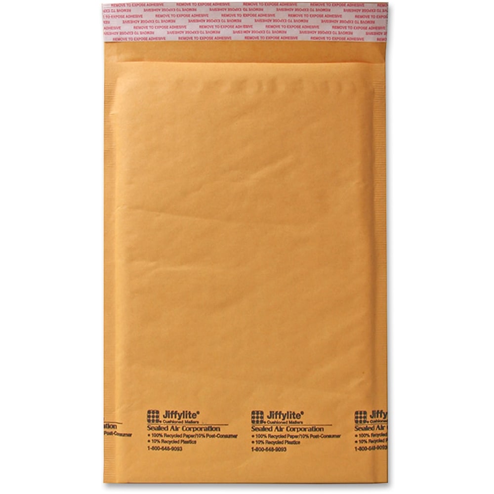 Sealed Air JiffyLite Cellular Cushioned Mailers - Bubble - #1 - 7 1/4in Width x 12in Length - Peel & Seal - Kraft - Kraft - 25 / Carton MPN:10186