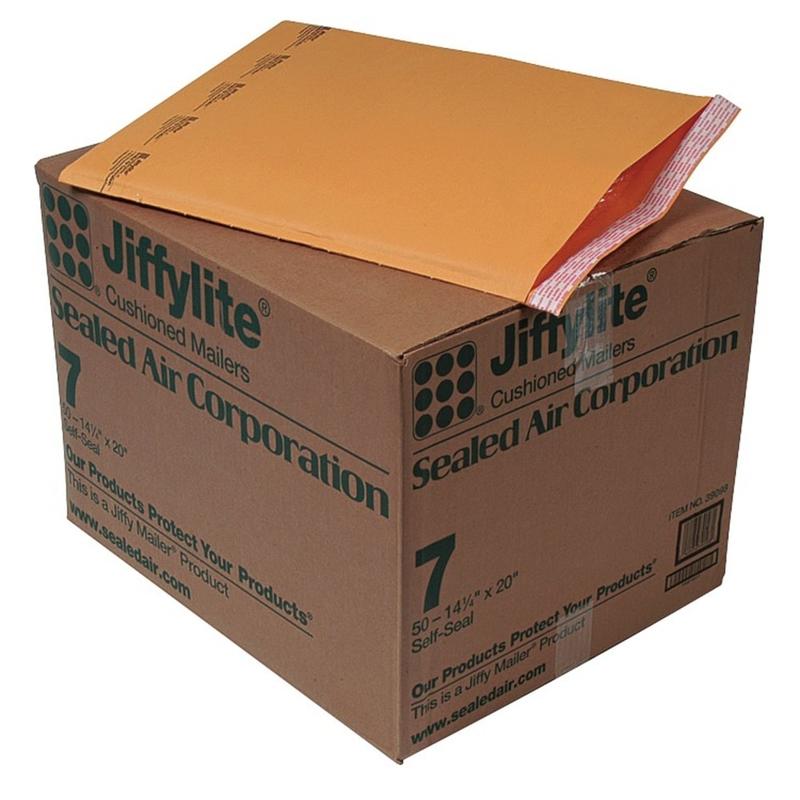 Sealed Air Self-Seal Bubble Mailers, 14 1/4in x 20in, Kraft, Case Of 50 MPN:39098