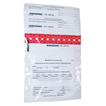 Personal Property Bag, 9 x 10 In, PK250 MPN:PVS912