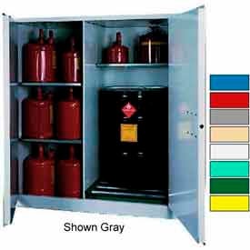 Securall® Drum Cabinet 115 Gal. Capacity Vertical Manual Close Flammable W/ Drum Rollers V1500Ag Green