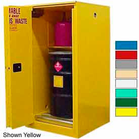 Securall® Drum Cabinet 75 Gal. Capacity Vertical Self Close Hazmat Flammable W/ Drum Rollers W2075Yellow